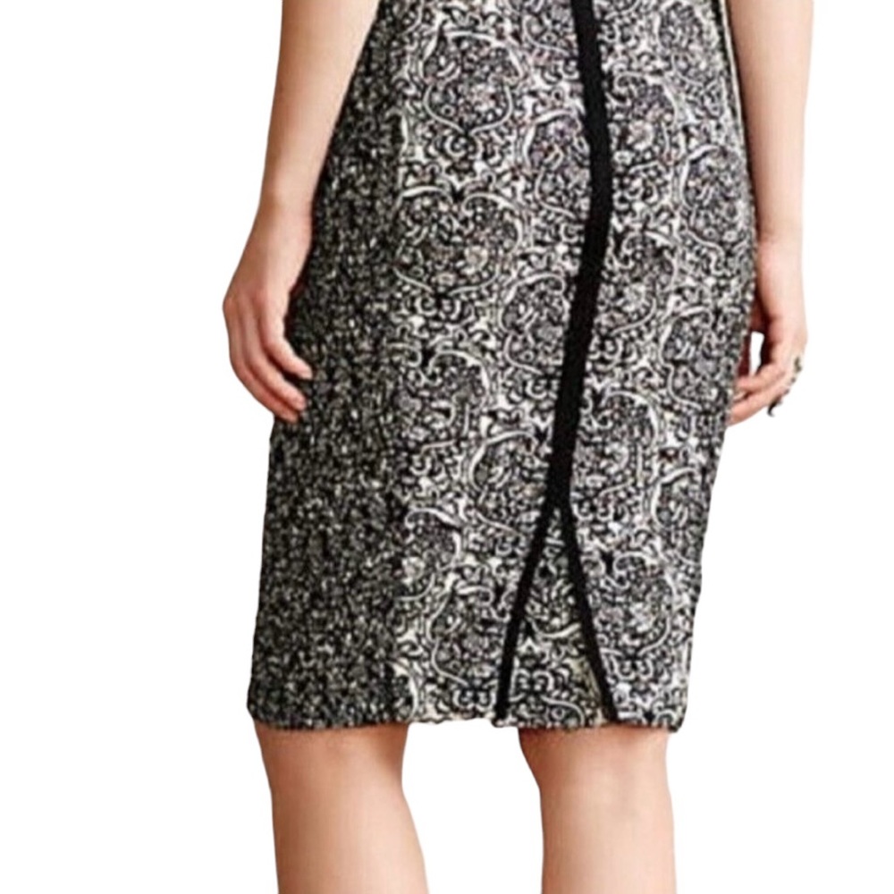 Beguile by Byron Lars Lasercut Pencil Skirt Black Cream Anthropologie, Sz 6 - Picture 2 of 13